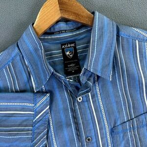 Kuhl Shirt Mens Medium Suncel Blue Stripe Minimalist Performance Hiking